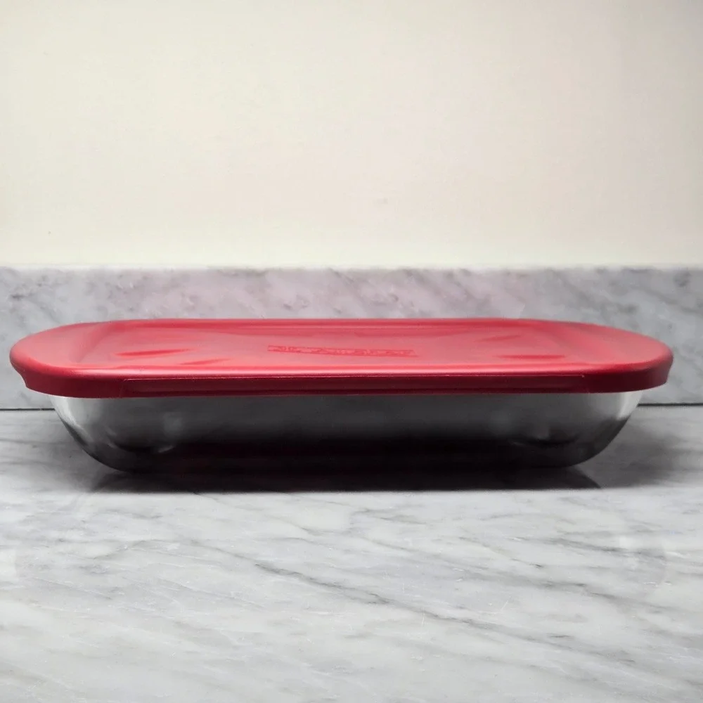 Anchor Hocking Glass‎ Bakeware Set 2 Piece Rectangular Baking Dishes w/ Red Lids